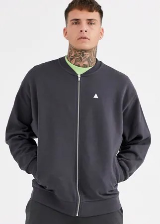 Выбеленный черный oversize-бомбер ASOS DESIGN-Серый