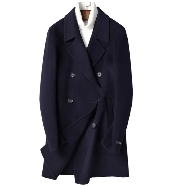 Мужские двусторонние шерстяные пальто ручной работы, Мужская ветровка, пальто, пальто из 100% шерсти, осенне-зимняя куртка, зимнее пальто для ...
