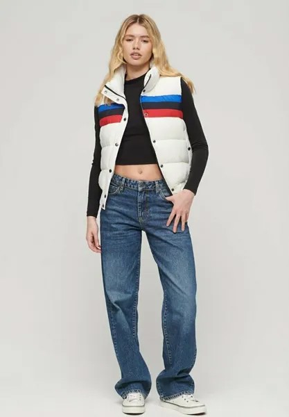 Жилет Superdry РЕТРО-ПАНЕЛЬ PUFFER, цвет new chalk white