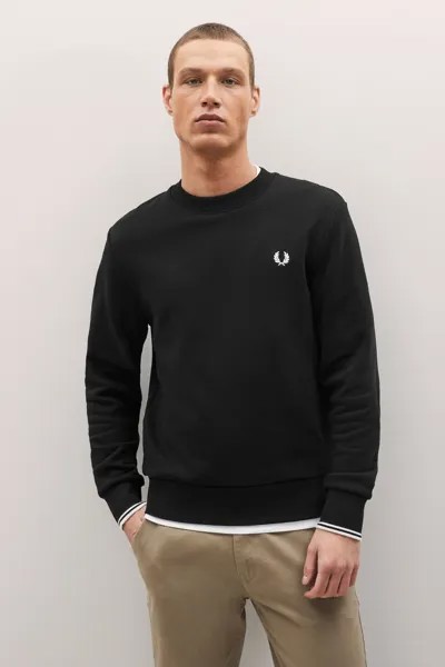 Черный свитшот с круглым вырезом Fred Perry, черный