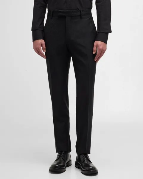 Мужские жаккардовые брюки-смокинг с медальоном Etro, цвет Black