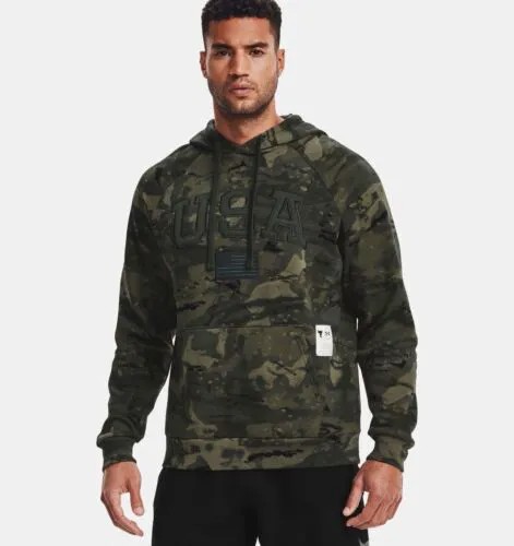 Under Armour Mens Cotton Project Rock Veterans Day Camo Pullover Hoodie #310
