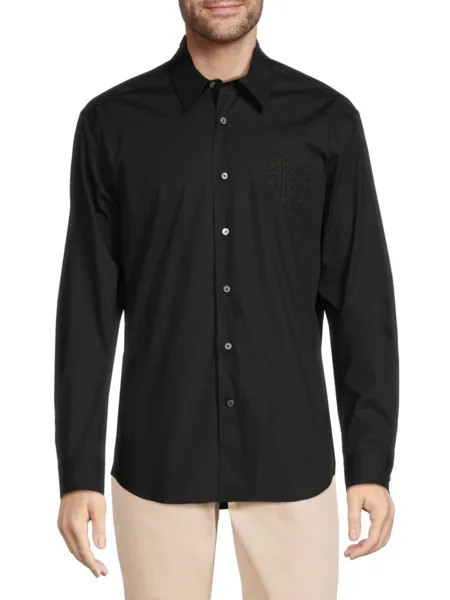 Рубашка на пуговицах с логотипом Roberto Cavalli, черный