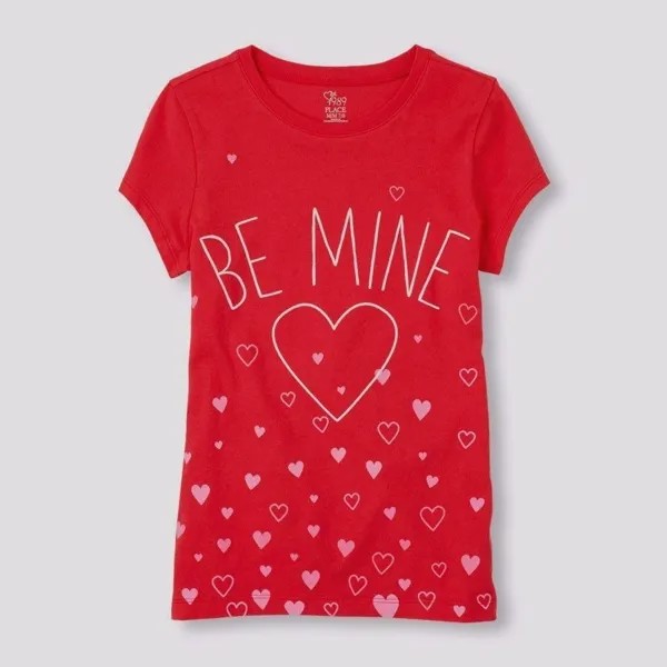 ФУТБОЛКА THE CHILDRENS PLACE GIRLS BE MINE С КРАСНЫМ СЕРДЦЕМ, XL 14