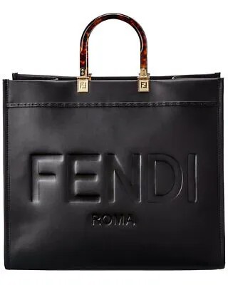 Женская кожаная сумка-тоут Fendi Sunshine, черная