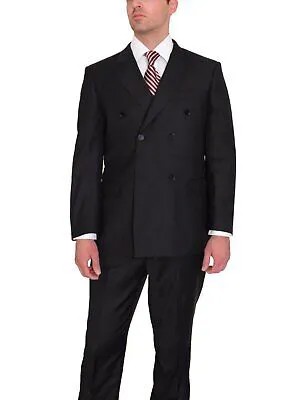 Классический двубортный однобортный черный шерстяной костюм