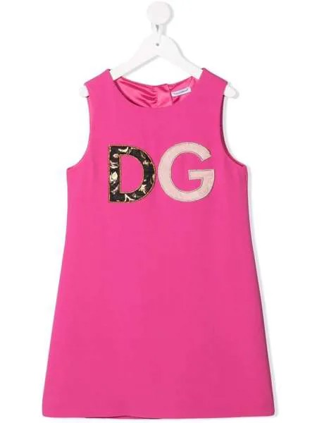 Dolce & Gabbana Kids платье с нашивкой-логотипом