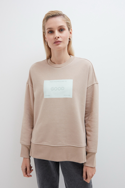 Свитшот женский ZARINA 1123533433 бежевый 42 RU