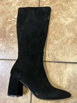 STEVE MADDEN Женские черные кожаные модельные сапоги на каблуке на блочном каблуке с застежкой-молнией 9,5 м