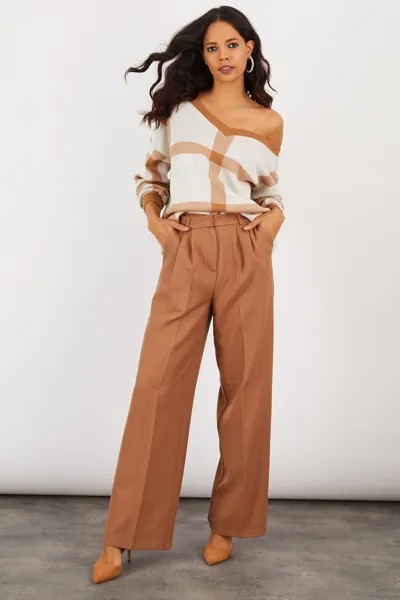 Женские брюки-палаццо светло-коричневого цвета Cool & Sexy, коричневый