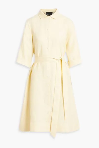 Платье-рубашка из смесового льна и газа металлик Lisa Marie Fernandez, пастельно-желтый