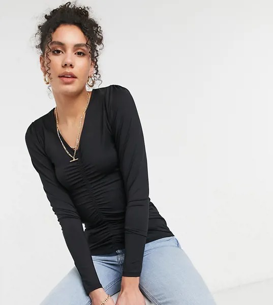 Черный топ со сборками Vero Moda Tall Aware-Черный цвет