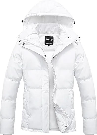 Куртка Pursky Women's Warm Winter Thicken Waterproof, белый