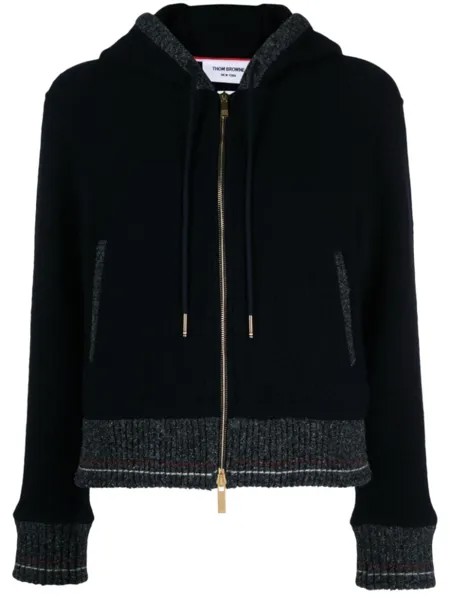 Thom Browne шерстяной кардиган на молнии с капюшоном, синий