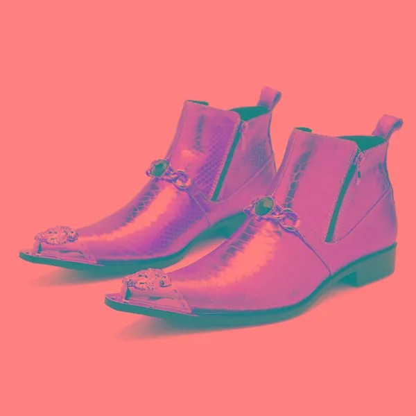 Ботинки Botas мужские из натуральной кожи, модные золотистые, с металлическим острым носком, Классическая обувь для клувечерние, Формальные короткие сапоги, зимние ботильоны