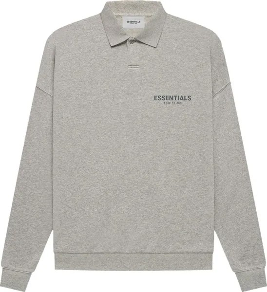 Лонгслив Fear of God Essentials Long-Sleeve Polo 'Dark Heather Oatmeal', серый