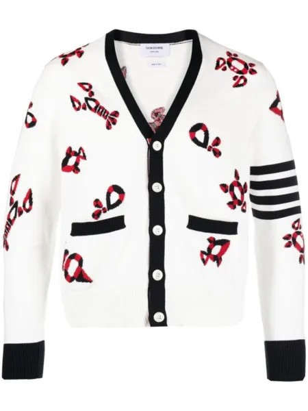 Thom Browne кардиган Gem Icons вязки интарсия, белый