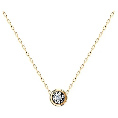 Колье Diamant, комбинированное золото, 585 проба, бриллиант, длина 42 см.