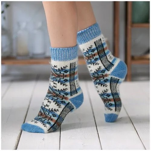 Носки Бабушкины носки, размер 38-40, белый, голубой, синий, черный, мультиколор