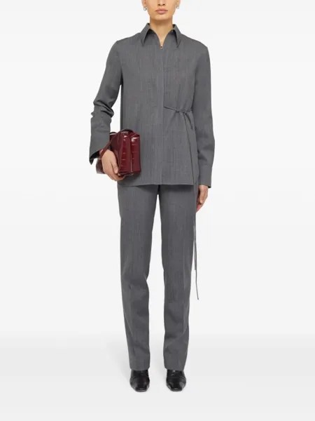 Jil Sander шерстяная рубашка с запахом, серый