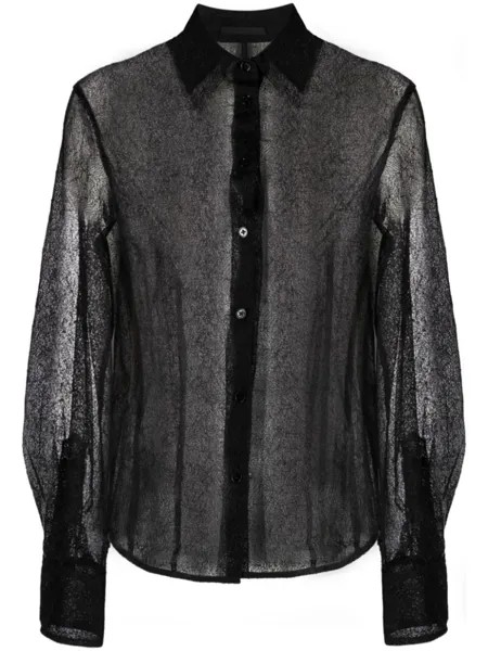 Helmut Lang полупрозрачная рубашка, черный