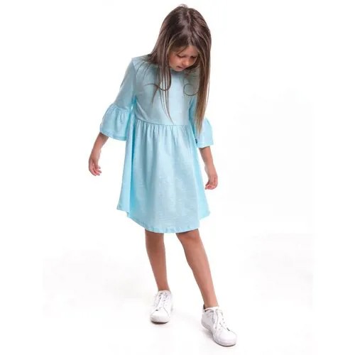 Платье Mini Maxi, хлопок, однотонное, размер 98, бирюзовый