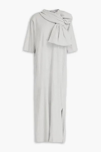 Платье миди из хлопкового джерси со сборками Mm6 Maison Margiela, светло-серый