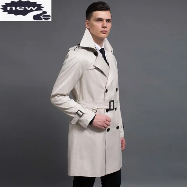 Ветровка мужская средней длины, приталенный двубортный Тренч в английском стиле, официальная куртка с лацканами, большие размеры 6XL, весна-о...