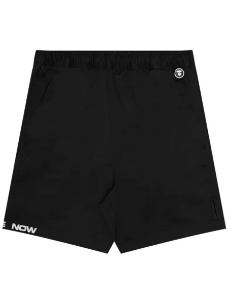 Шорты с эластичным поясом и вышитым логотипом AAPE BY *A BATHING APE, черный