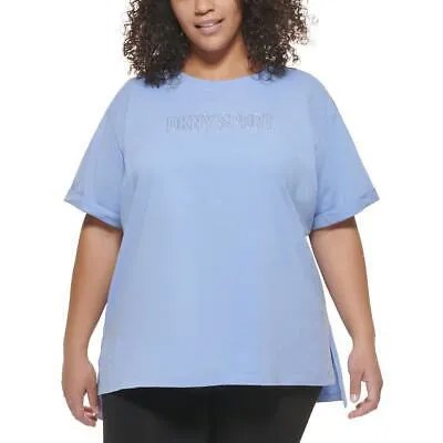 DKNY Sport Женский синий хлопковый пуловер для фитнеса Top Athletic Plus 2X BHFO 3613