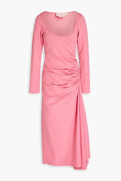 Платье миди из кади со сборками Marni, розовый