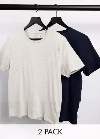 Набор из 2 футболок темно-синего и серого цвета с логотипом Abercrombie & Fitch-Многоцветный