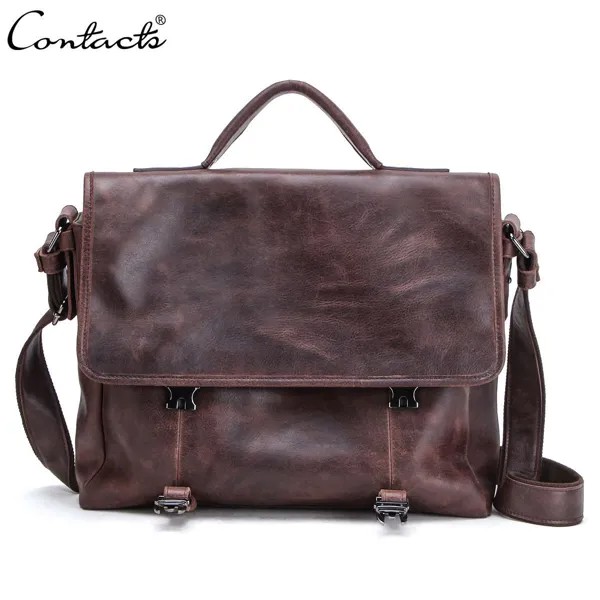 CONTACT S мужской вместительный портфель в классическом стиле из натуральной мягкой кожи