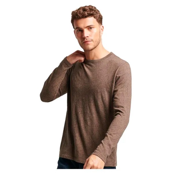 Футболка Superdry Long Sleeve Round Neck, коричневый