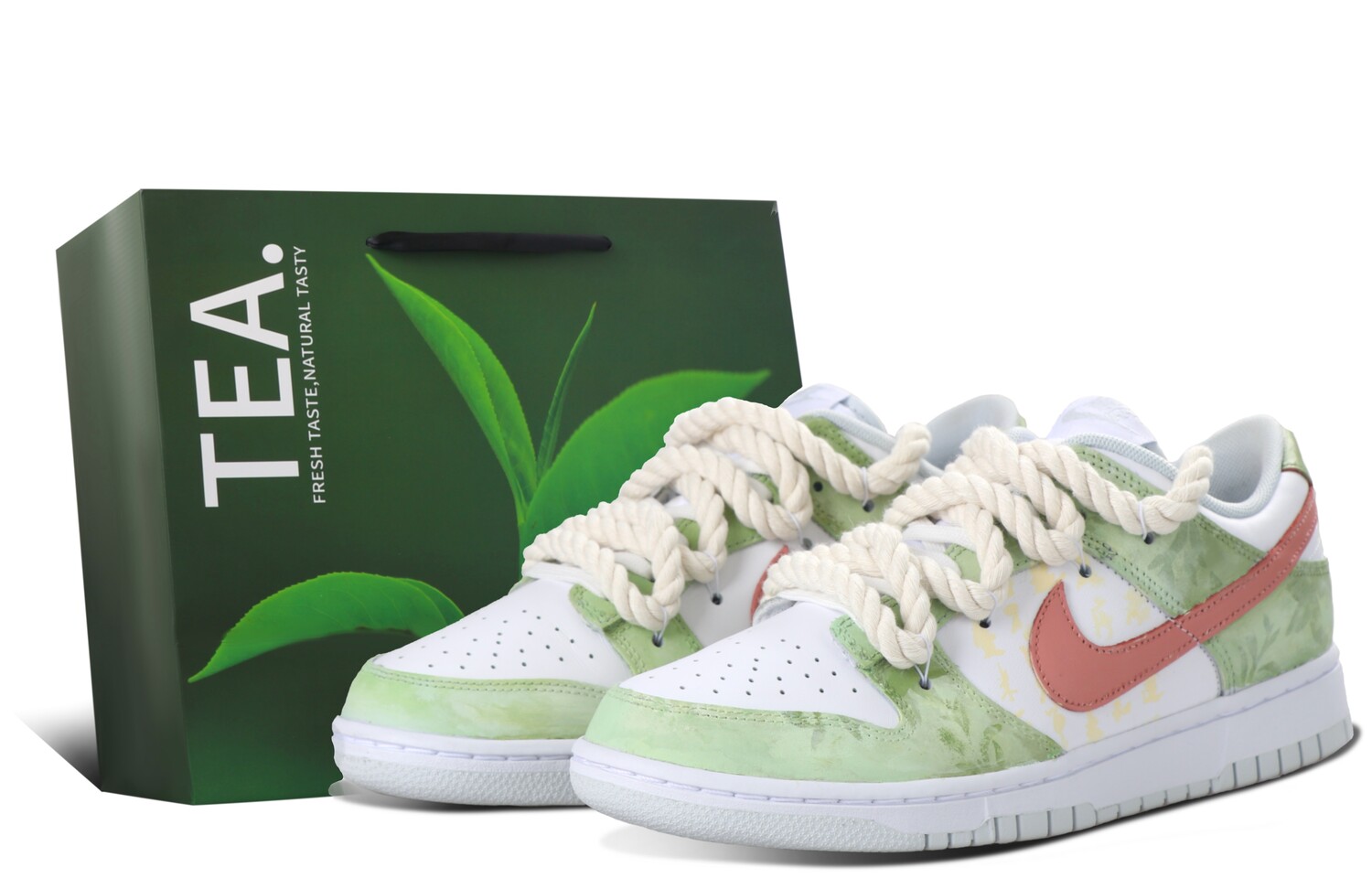 Кроссовки Nike Dunk Skateboarding Shoes Unisex Low-top White/green, зеленый