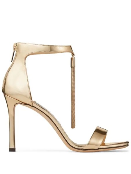 Jimmy Choo лакированные босоножки Vinca 95, золотистый