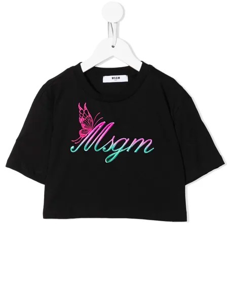 MSGM Kids укороченная футболка с логотипом