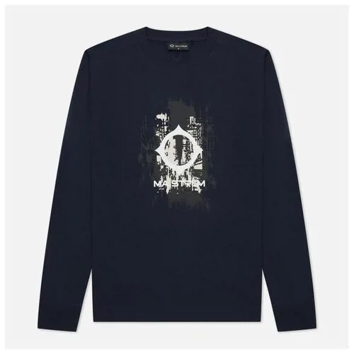 Мужской лонгслив MA.Strum Centre Chest Logo Print синий , Размер XXL