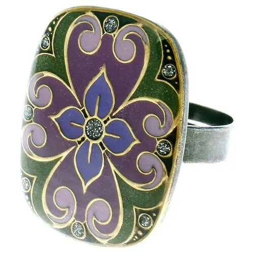Кольцо Clara Bijoux, эмаль, фиолетовый, зеленый