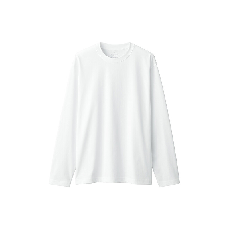 Лонгслив мужской Muji Tianzhu с круглым вырезом, белый