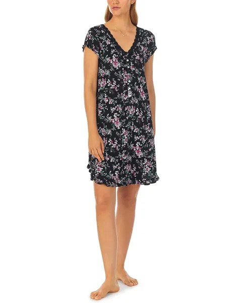 Ночная рубашка Eileen West Cap Sleeve Nightshirt, цвет Black Rose Floral