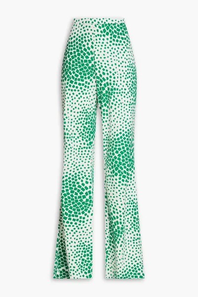 Расклешенные брюки из шелка и хлопка с принтом Diane Von Furstenberg, зеленый