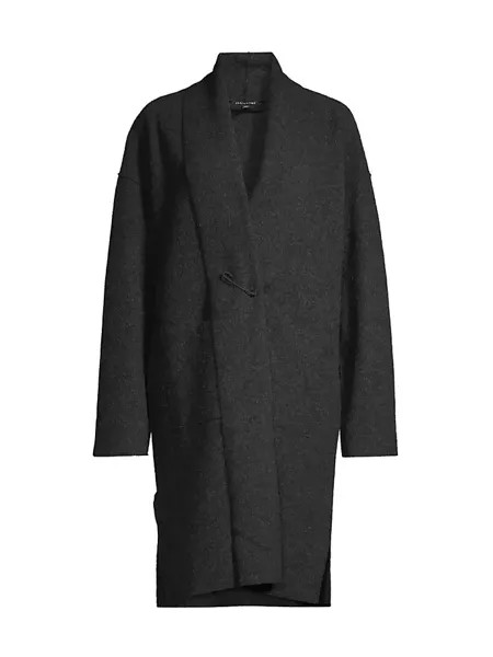 Шерстяное пальто с высоким воротником Eileen Fisher, цвет charcoal