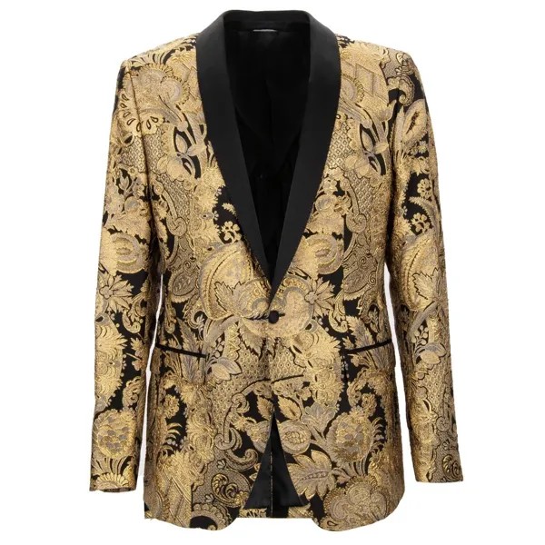DOLCE - GABBANA Блестящий пиджак-смокинг в стиле барокко MARTINI Черное золото 12377