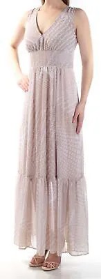CALVIN KLEIN Женское бежевое платье макси с завышенной талией без рукавов с принтом Размер: 8