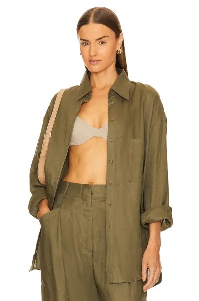 Рубашка AEXAE Linen Woven, цвет Army Green