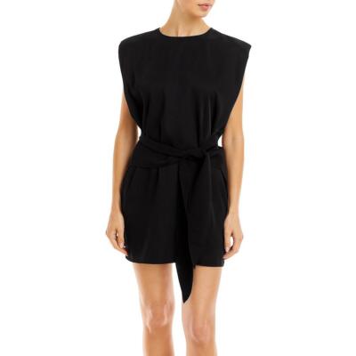Aqua Womens Black Tie Waist Short Daytime Mini Dress S BHFO 1952