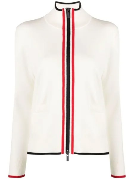 Thom Browne кардиган на молнии с полосками RWB, белый