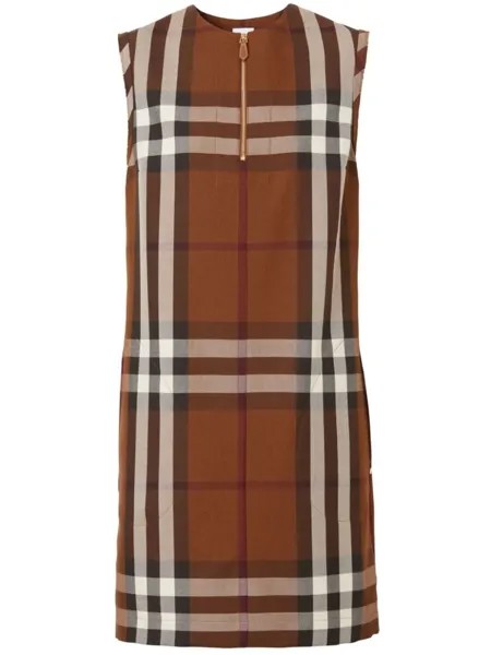 Burberry платье в клетку, коричневый