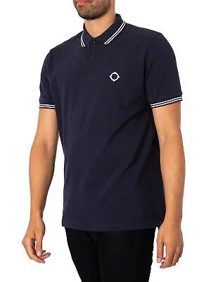 MA.STRUM Мужская рубашка-поло с двойным кончиком, синяя